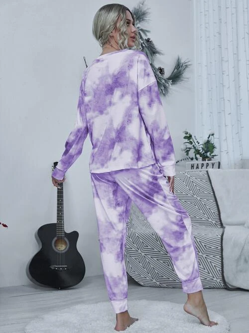 Tie-dye Round Neck Top And Drawstring Pants Lounge Set 11 Tie-dye Round Neck Top And Drawstring Pants Lounge Set - Image 9