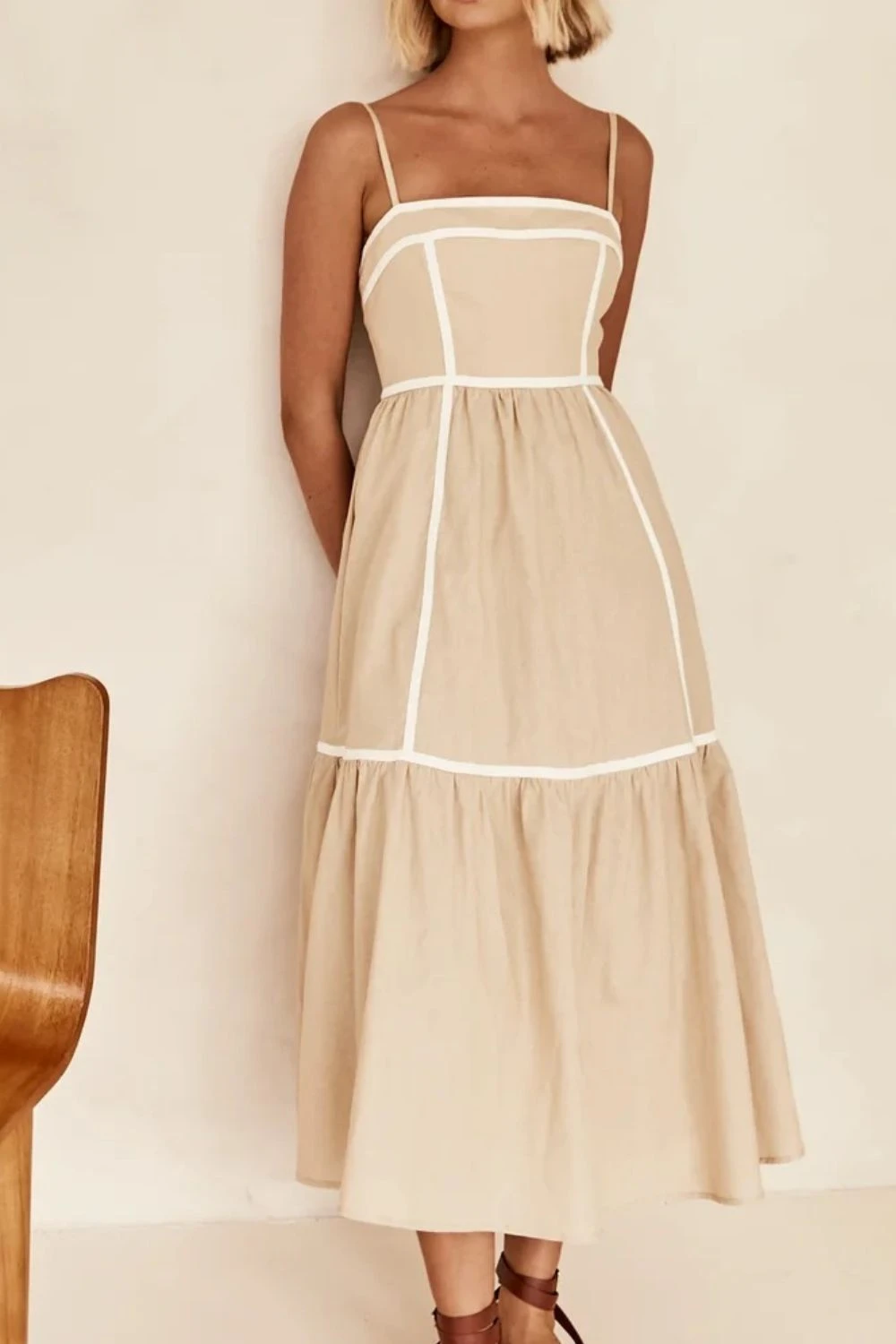 Contrast Tan | Square Neck Cami Dress | Rubies + Lace 7 Contrast Tan | Square Neck Cami Dress | Rubies + Lace - Image 5