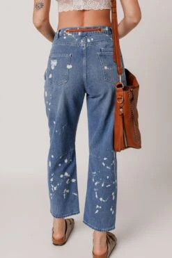 Distressed Splattering Paint Rope Waist Cropped Straight Jeans -Ruby's Rubbish f5f63b08 d55d 4dc2 a263 13ade5449255 Max