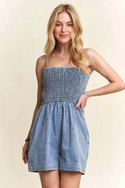 ADORA Smocked Spaghetti Strap Denim Romper -Ruby's Rubbish faae3d81 6e21 475a bc8e 65f4c525acdd Max