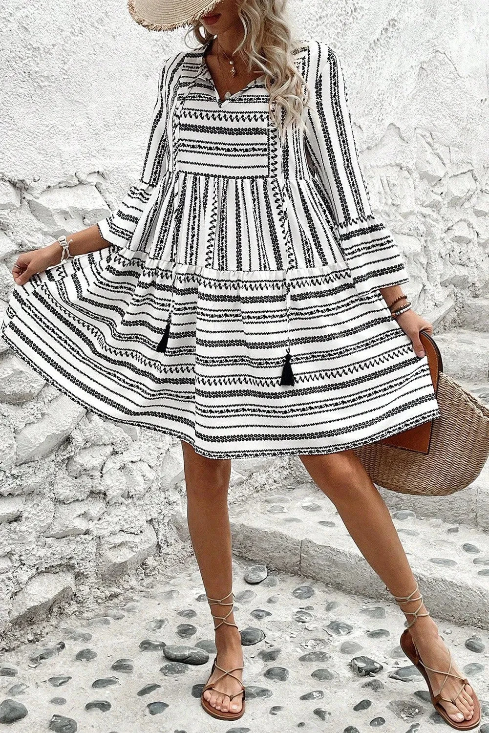 Bo-ho Stripe | Black & White Dress | Rubies + Lace 6 Bo-ho Stripe | Black & White Dress | Rubies + Lace - Image 4