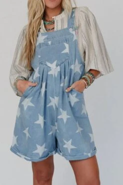 Star Print Square Neck Denim Overalls -Ruby's Rubbish ff64bb76 48e0 4565 94d4 39dec3a8d136 Max